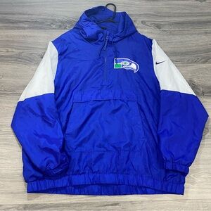 Royal Seattle Seahawks Sideline Alt Pack Anorak Half Zip Jacket NFL 2XL XXL Nike